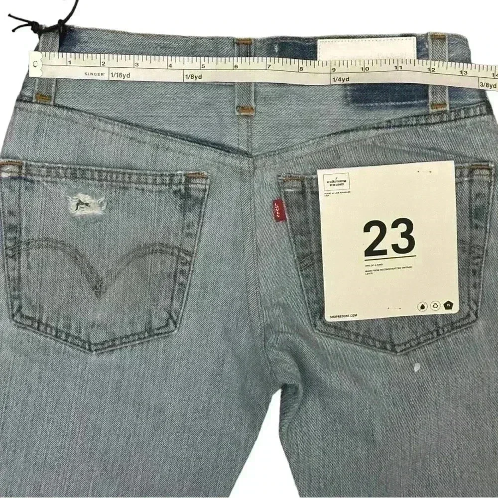 Re/Done Reworked Levi’s Low Slung Straight in Light Indigo, size 23, NWT - Picture 4 of 7